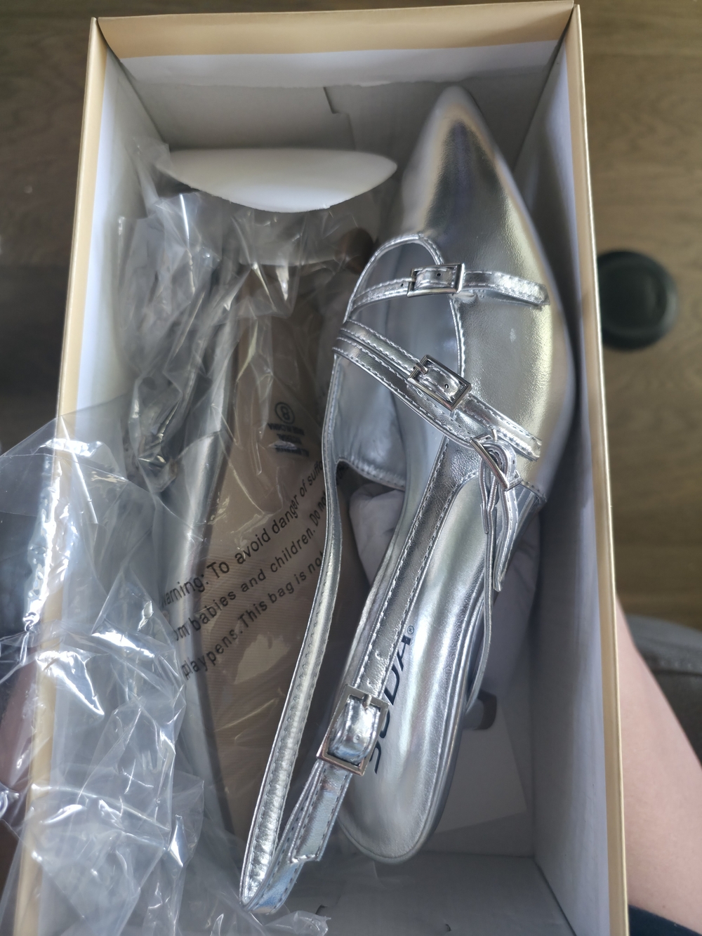 Soda Metallic Silver Pointed-Toe Slingback Heels